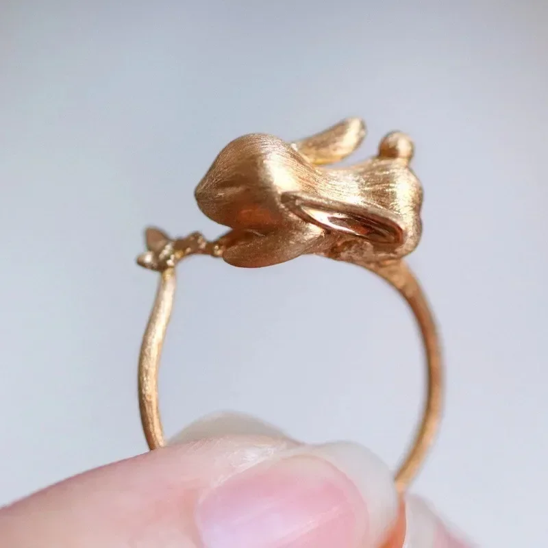 ensembles de bijoux en forme de lapin mignon et exquis, nouvelles boucles d'oreilles artisanales en or ancien mat pour femmes, bague, collier, cadeaux pour petite amie ensembles de bijoux en forme de lapin mignon et exquis, nouvelles boucles d'oreilles artisanales en or ancien mat pour femmes, bague, collier, cadeaux pour petite amie