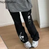 pantalon japonais y2k pour femmes, streetwear, imprimé tête de mort, noir, taille élastique, décontracté, à la mode, nouveau bas, 2025