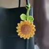 pendentif fleur de marguerite fait à la main au crochet pour sac à main, produits finis au crochet, porte clés à fleurs tricotées, accessoires au crochet
