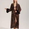 mode léopard femmes longue robe maison robe sexy dentelle kimono peignoir yukata robe été femme vêtements de nuit chemise de nuit lingerie