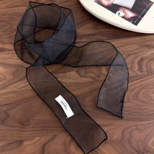 Foulard décoratif en soie de couleur unie Y2K, foulard en Organza fin, Long et slim, pour la plage