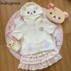 vestes japonaises mignonnes pour femmes, à capuche, manches courtes, vêtements d'extérieur d'été, hauts y2k, tunique à fermeture éclair, manteaux de mode de dessin animé, 2025 ropa mujer