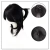 perruque courte noire cos anime japonais cosplay perruque 38 cm cool sissy bandeau perruques punk haute qualité perruques synthétiques