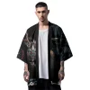 cardigan imprimé dragon pour hommes et femmes, vêtements de plage asiatiques, kimono japonais harajuku, mode haori