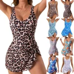 2025 femmes maillot de bain cravate noeud jupe de bain sans manches maillot de bain imprimé léopard maillots de bain Monokini femme maillot de bain maillot de bain 2025 femmes maillot de bain cravate noeud jupe de bain sans manches maillot de bain imprimé léopard maillots de bain Monokini femme maillot de bain maillot de bain