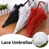 Parapluie élégant en dentelle pour femmes, motifs floraux ajourés, Mini parapluie de mariée, Parasol délicat en dentelle blanche Lolita