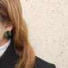 boucles d'oreilles rondes géométriques vintage pour dames, boucles d'oreilles en résine acrylique, style européen et américain, bijoux de personnalité, cadeaux de mode