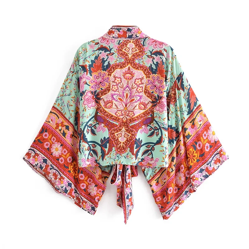 boho queens vintage imprimé fleuri ceintures court kimono femmes nouvelle mode col en v manches chauve souris dames robe de plage couvertures boho queens vintage imprimé fleuri ceintures court kimono femmes nouvelle mode col en v manches chauve souris dames robe de plage couvertures