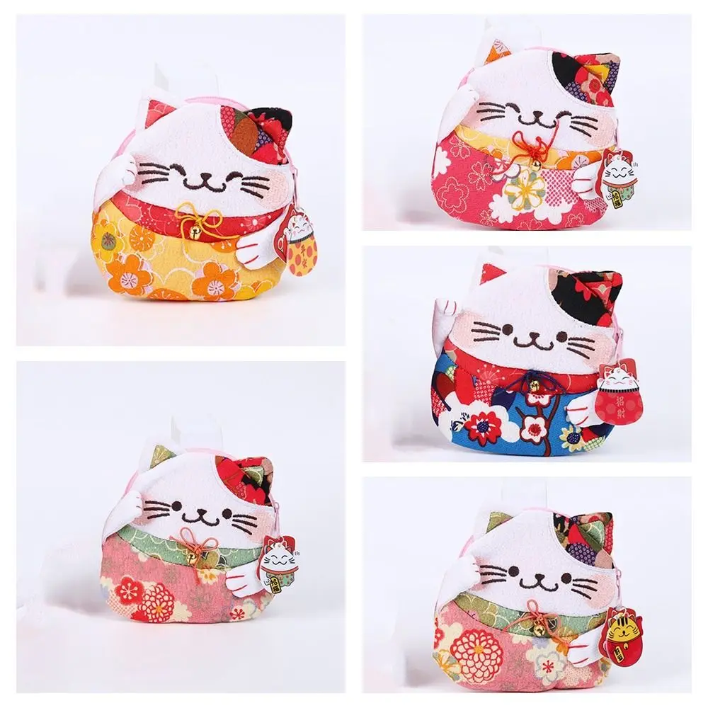 maneki neko – porte monnaie de style japonais, portefeuilles à fermeture éclair, pochette chat porte bonheur, sac de rangement, porte carte imprimé floral pour femmes maneki neko – porte monnaie de style japonais, portefeuilles à fermeture éclair, pochette chat porte bonheur, sac de rangement, porte carte imprimé floral pour femmes