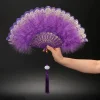 Éventail pliant en plumes, fée japonaise douce pour fille, gothique foncé, danse de cour, à main avec pendentif, cadeau, décoration de fête de mariage