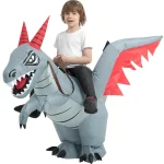 Costume de cavalier de Dragon gonflable pour Halloween, déguisement de dinosaure gonflable avec ailes et cornes, Costume de Cosplay
