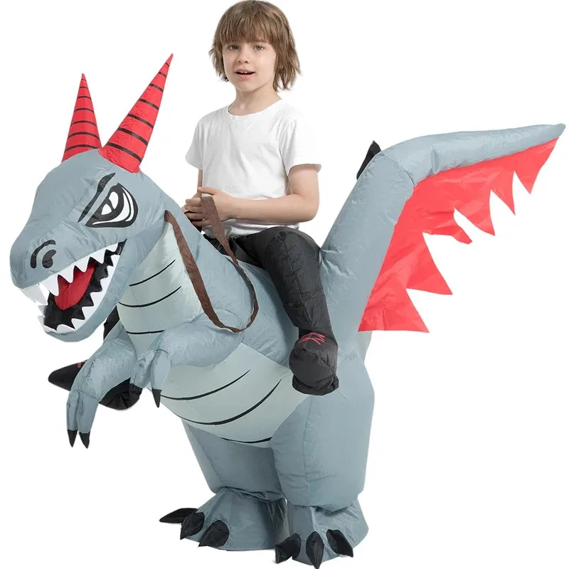 Costume de cavalier de Dragon gonflable pour Halloween, déguisement de dinosaure gonflable avec ailes et cornes, Costume de Cosplay Costume de cavalier de Dragon gonflable pour Halloween, déguisement de dinosaure gonflable avec ailes et cornes, Costume de Cosplay