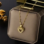Collier avec pendentif en forme de cœur battant en cristal pour femmes, mode coréenne, chaîne de clavicule en acier inoxydable, bijoux de mariage Sexy Collier avec pendentif en forme de cœur battant en cristal pour femmes, mode coréenne, chaîne de clavicule en acier inoxydable, bijoux de mariage Sexy