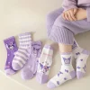 Sanrio chaussettes anime kuromi dessin animé filles automne et hiver pur coton chaussettes mignon polyvalent confortable enfants chaussettes cadeau