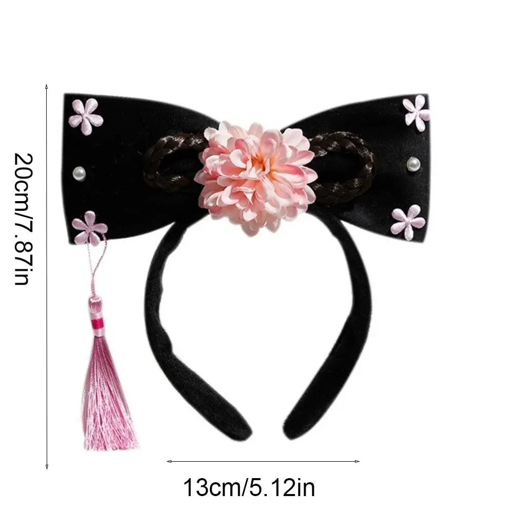 couvre chef traditionnel en strass de style ancien, cerceau en tissu avec perles hanfu, pompon, bandeau de style chinois antique, festival couvre chef traditionnel en strass de style ancien, cerceau en tissu avec perles hanfu, pompon, bandeau de style chinois antique, festival