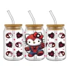 sanurgente hello kitty kuromi disney design uv dtf sticker, 16oz cup glass round transfer sticker, label diy logo auto adhésif