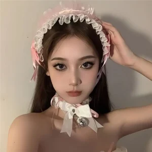 Doux Lolita dentelle bandeau ruban arc Kawaii à volants bandeau Jk cheveux accessoires Anime femme de chambre Cosplay coiffure Cosplay accessoire