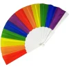 Éventail à manivelle en plastique pliable, style oriental, tissu en soie arc en ciel, éventails de poche, fête fovor, personnalité, cadeaux pour fans de danse