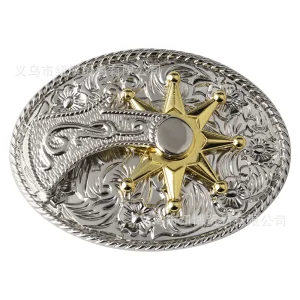 Ceinture à Éperon Ovale, Structure Dorée, Engrenage Rotatif, Style Occidental, Accessoires en Alliage Ceinture à Éperon Ovale, Structure Dorée, Engrenage Rotatif, Style Occidental, Accessoires en Alliage