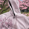 Veste gothique américaine Sakura Y2K, vêtements à capuche pour hommes et femmes, broderie Sakura rétro rose, sweat-shirt surdimensionné, manteaux décontractés