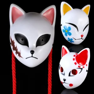 Demon Vossenmasker Cosplay, Anime, Sabito, Makomo, Tanjiro, Dierenmaskers en plastique, Halloween Feestkostuum Rekadowieten, 2019 Anse
