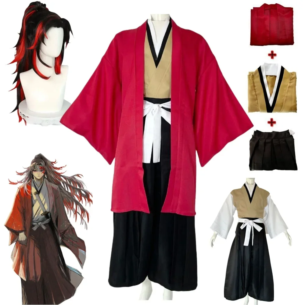 Perruque de Costume de Cosplay Anime Tsugikuni Yoriichi, Kimono de fête d’halloween Perruque de Costume de Cosplay Anime Tsugikuni Yoriichi, Kimono de fête d’halloween
