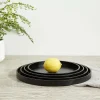 plateau de service rond multifonctionnel, plateau à thé noir en bois, assiette alimentaire japonaise, café