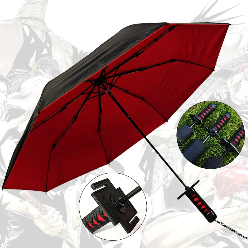 parasol portable 3 plis anti uv, épée katana japonaise, eau de javel, kurosaki ichigo roronoa zoro, imperméable, résistant au vent parasol portable 3 plis anti uv, épée katana japonaise, eau de javel, kurosaki ichigo roronoa zoro, imperméable, résistant au vent