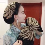 Casquettes turban avec bandeau pour femme, écharpe de sauna musulmane, bonnet, couvre-chef féminin, accessoires de mode
