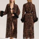 Mode léopard femmes longue Robe maison Robe Sexy dentelle Kimono peignoir Yukata Robe été femme vêtements de nuit chemise de nuit Lingerie Mode léopard femmes longue Robe maison Robe Sexy dentelle Kimono peignoir Yukata Robe été femme vêtements de nuit chemise de nuit Lingerie