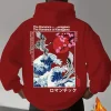 japon ukiyoe sakura & big wave kanagawa imprimer hommes femmes sweat à capuche automne hiver quotidien fitness décontracté ample chaud vêtements de sport