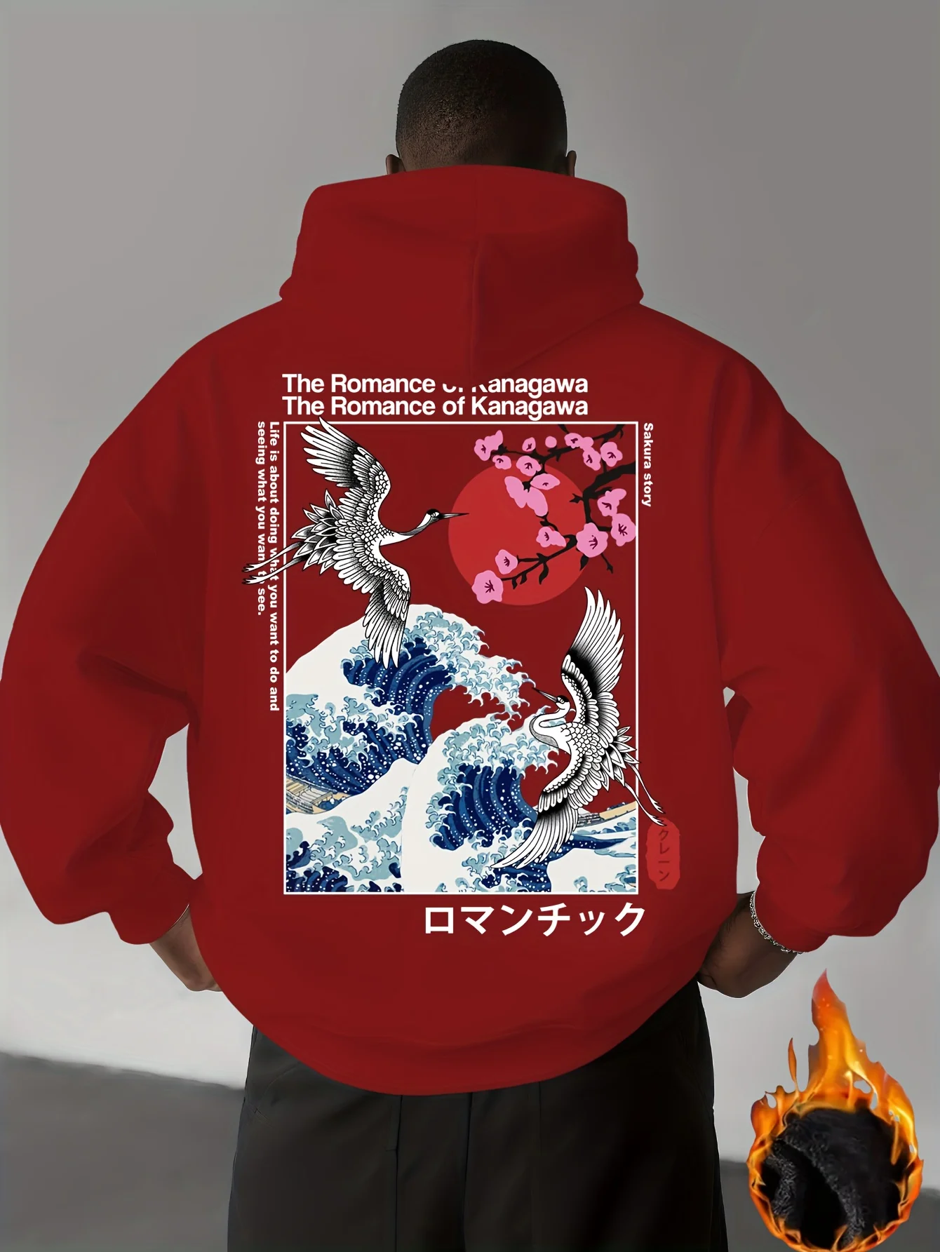 japon ukiyoe sakura & big wave kanagawa imprimer hommes femmes sweat à capuche automne hiver quotidien fitness décontracté ample chaud vêtements de sport japon ukiyoe sakura & big wave kanagawa imprimer hommes femmes sweat à capuche automne hiver quotidien fitness décontracté ample chaud vêtements de sport