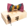 noeud papillon de mariage pour hommes classique bordeaux pré attaché noeud papillon broche boîte en bois ensemble pour spectacle de fête noeud papillon marié meilleur homme cadeau