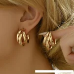 Boucles d&rsquo;oreilles circulaires en métal pour femmes, élégantes, couleur or, Vintage, déclaration géométrique, luxe, bijoux cadeaux de fête