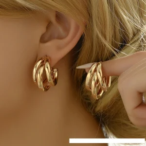 Boucles d’oreilles circulaires en métal pour femmes, élégantes, couleur or, Vintage, déclaration géométrique, luxe, bijoux cadeaux de fête Boucles d’oreilles circulaires en métal pour femmes, élégantes, couleur or, Vintage, déclaration géométrique, luxe, bijoux cadeaux de fête