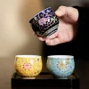 tasses à thé en céramique japonaise, tasse à thé kungfu chinoise, service à thé personnel rétro, tasses de lotus en émail, articles ménagers, boîte cadeau fournie