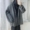 vestes vintage de couleur unie pour hommes, vêtements d'automne à manches longues, col rabattu, manteaux amples et décontractés à simple boutonnage, style japonais