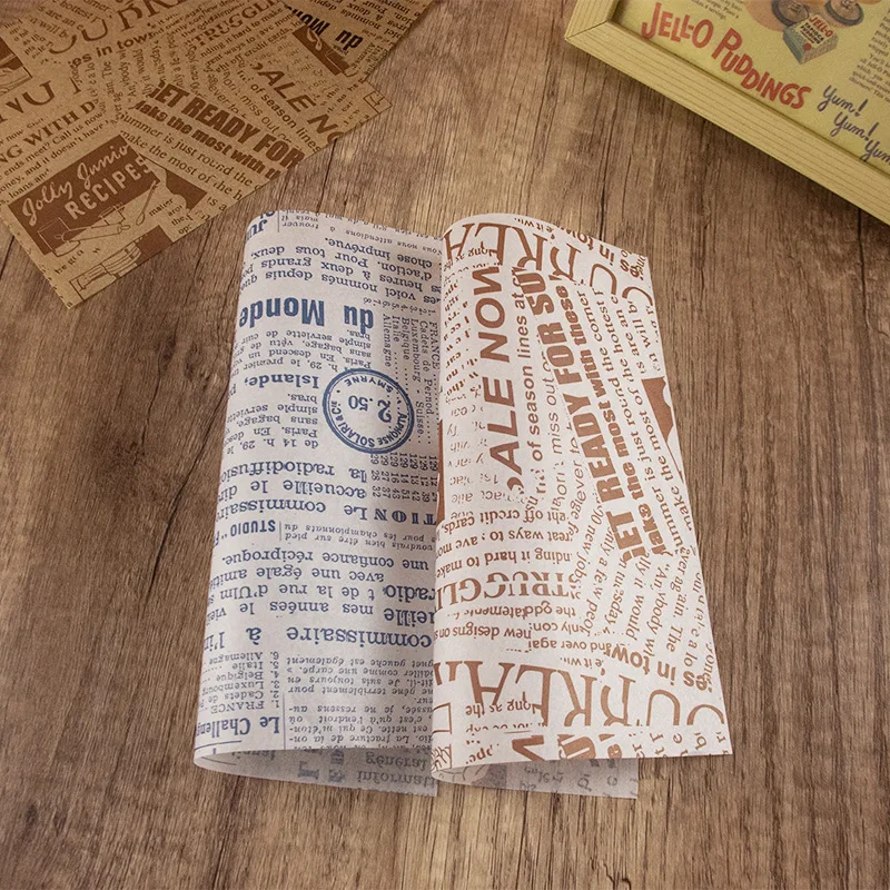 Papier d’emballage alimentaire, 100 pièces, papier prévient huile-verde, jxsandwich, hamburger, frites, outil de cuisson Papier d’emballage alimentaire, 100 pièces, papier prévient huile-verde, jxsandwich, hamburger, frites, outil de cuisson