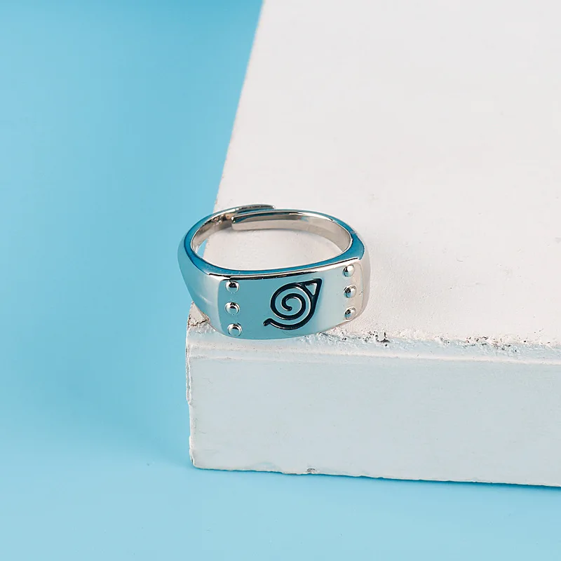 bague en métal, 2 pièces, anime japonais naruto konohagakure, cadeau bague en métal, 2 pièces, anime japonais naruto konohagakure, cadeau