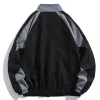 veste à col bloc de couleur rétro de style japonais pour hommes, marque décontractée surdimensionnée, vêtements d'extérieur de style collégial, printemps/automne