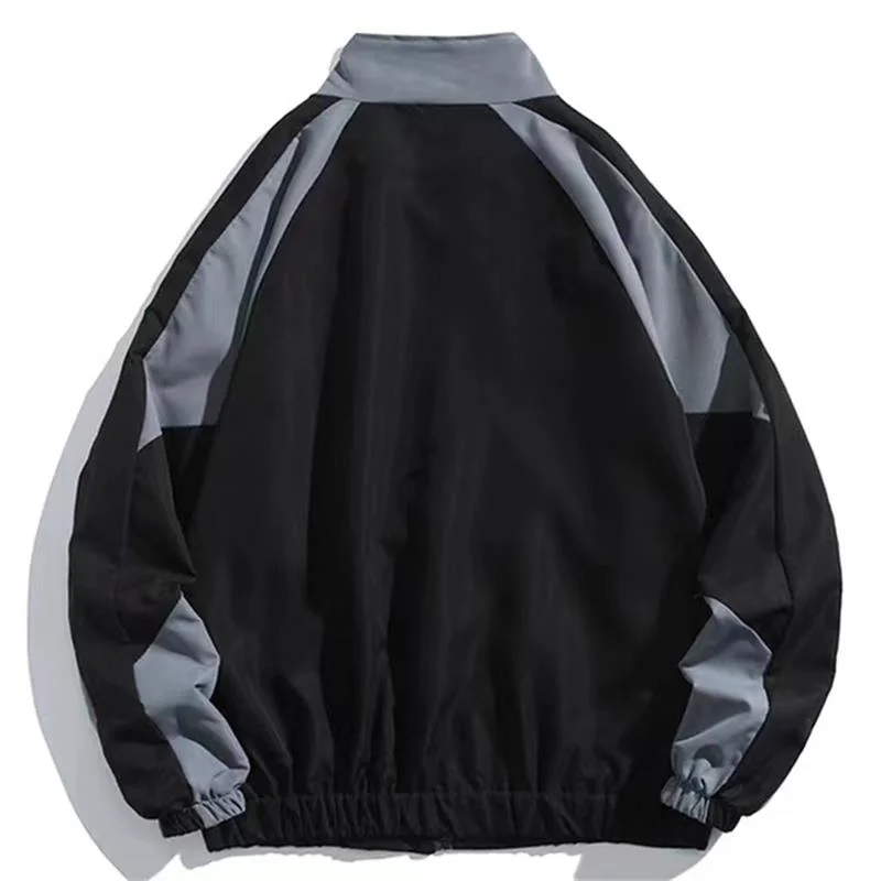 veste à col bloc de couleur rétro de style japonais pour hommes, marque décontractée surdimensionnée, vêtements d'extérieur de style collégial, printemps/automne veste à col bloc de couleur rétro de style japonais pour hommes, marque décontractée surdimensionnée, vêtements d'extérieur de style collégial, printemps/automne