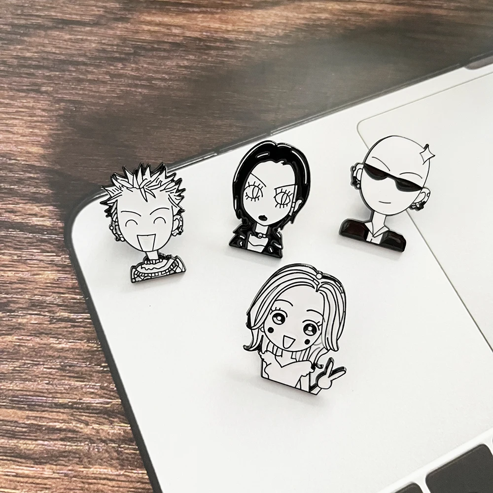 ensemble de badges de broche de dessin animé japonais, 4 pièces, oosaki nana komatsu nana terashima nobuo, bijoux de personnage de dessin animé pour accessoire de vêtements ensemble de badges de broche de dessin animé japonais, 4 pièces, oosaki nana komatsu nana terashima nobuo, bijoux de personnage de dessin animé pour accessoire de vêtements