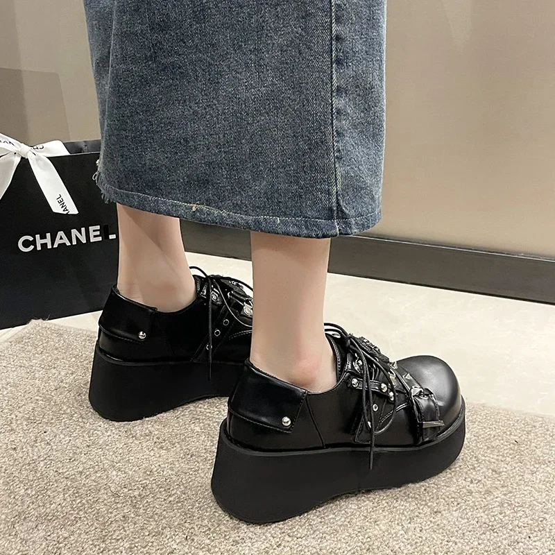 escarpins à plateforme Épaisse pour femme, chaussures japonaises, kawaii, punk, goth, mary, essence, lolita, cœur, rinçage, noires escarpins à plateforme Épaisse pour femme, chaussures japonaises, kawaii, punk, goth, mary, essence, lolita, cœur, rinçage, noires