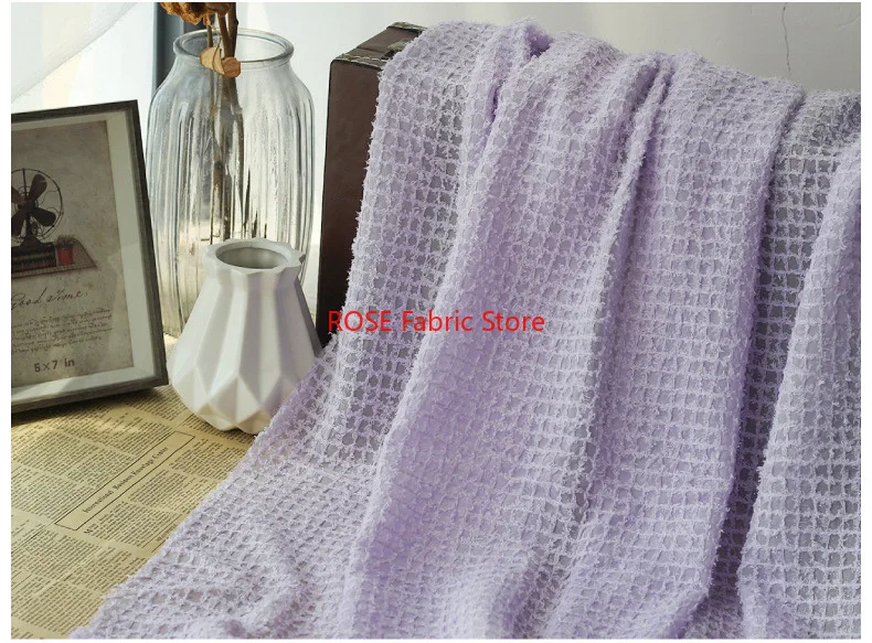 tissu en mousseline de soie au crochet avec pompon à motif écossais, tissu brodé à grille pour robe de mariée, robe de bal, haut de mariée, décoration d'intérieur tissu en mousseline de soie au crochet avec pompon à motif écossais, tissu brodé à grille pour robe de mariée, robe de bal, haut de mariée, décoration d'intérieur