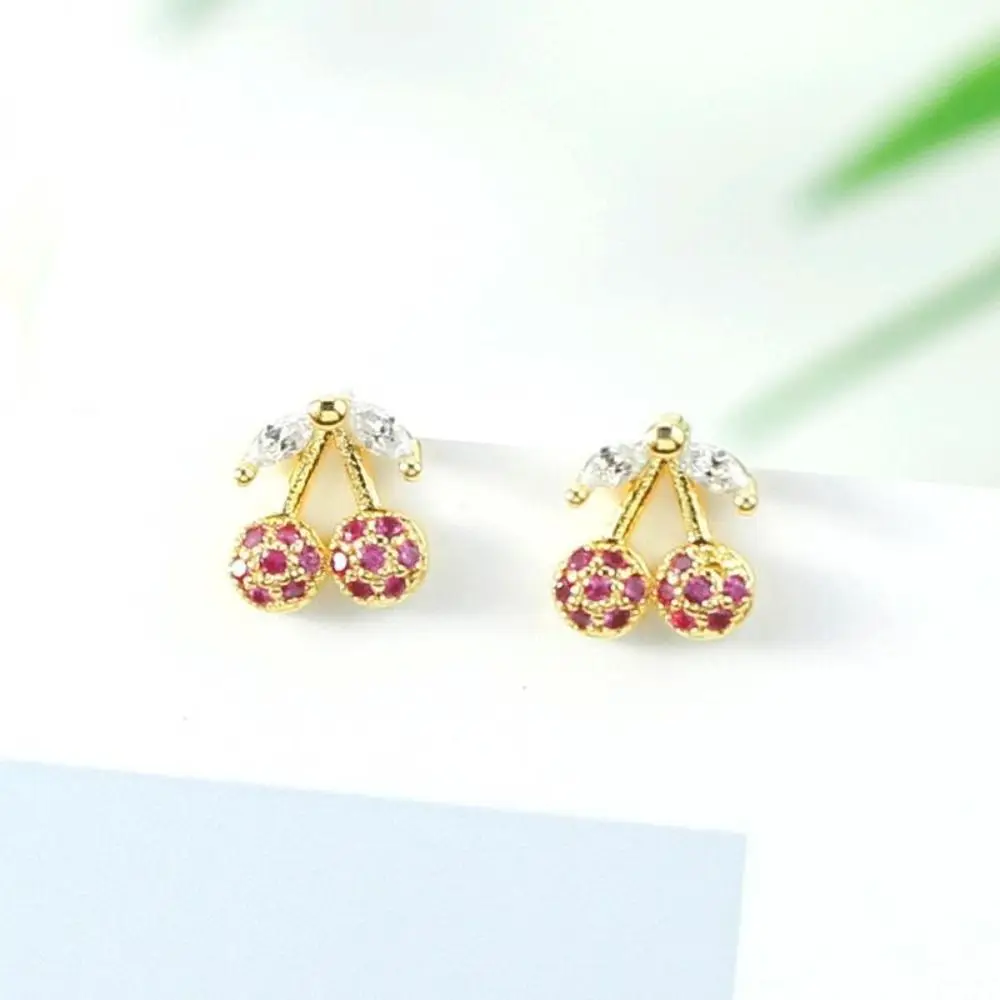 costume de bijoux cerise en cristal strass, tendance, léger, luxe, exquis, collier, boucles d'oreilles, ensemble de collier cerise douce, fête costume de bijoux cerise en cristal strass, tendance, léger, luxe, exquis, collier, boucles d'oreilles, ensemble de collier cerise douce, fête