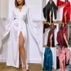 mode élégante femmes longue robe maison robe sexy glace soie kimono peignoir robe printemps été chemise de nuit vêtements de détente vêtements de maison en vrac