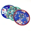 1pc style japonais rond en nylon été avec poche ventilateurs pliants extérieurs ventilateur à main à disque volant