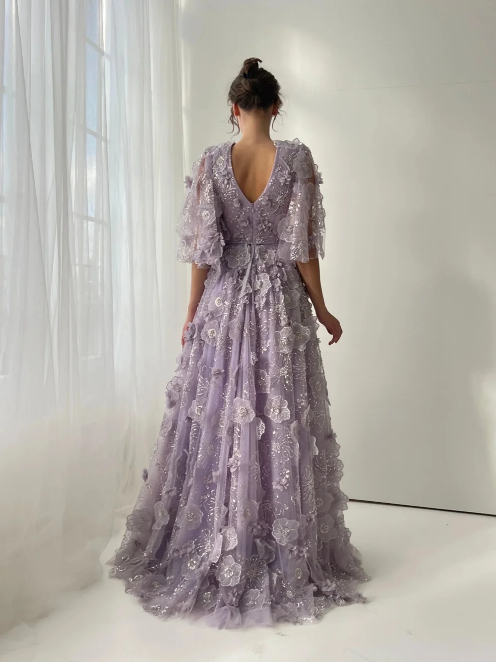 robe de soirée violette brodée de fleurs 3d, glamour, ligne a, longueur au sol, robe de soirée formelle, nouvelles robes de banquet élégantes personnalisées robe de soirée violette brodée de fleurs 3d, glamour, ligne a, longueur au sol, robe de soirée formelle, nouvelles robes de banquet élégantes personnalisées