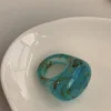 bagues colorées en résine transparente vintage coréenne pour femmes, bijoux acryliques chics, bague irrégulière géométrique bleue, cadeaux colorés, 2025