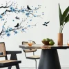 autocollants muraux en fleurs de cerisier japonais sakura, style chinois à l'encre, pour salon, décoration de la maison, papier peint auto adhésif
